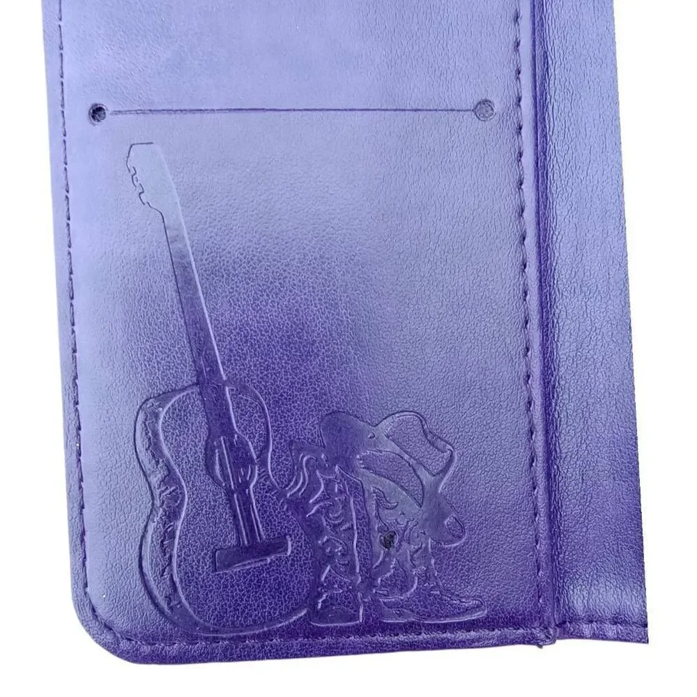 Embossed phone case wallet , wristlet, guitar cowboy boots